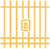 A yellow gate with vertical bars and a padlock in the center.